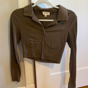 Grey crop top long sleeve